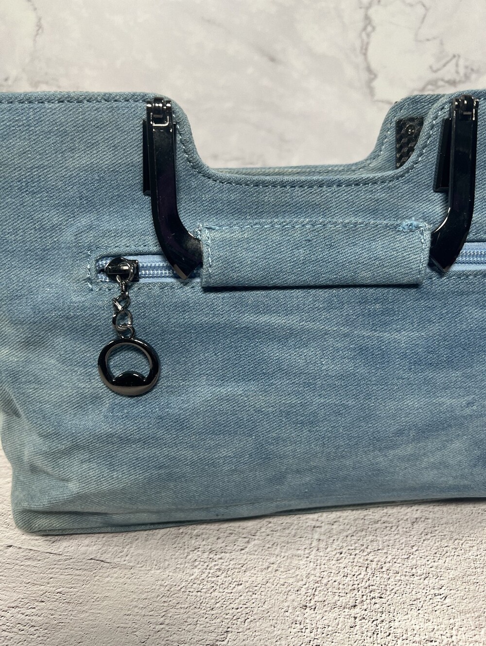Studded Bee Embellished Denim Tote Bag - Blue NWOT - Picture 5 of 6